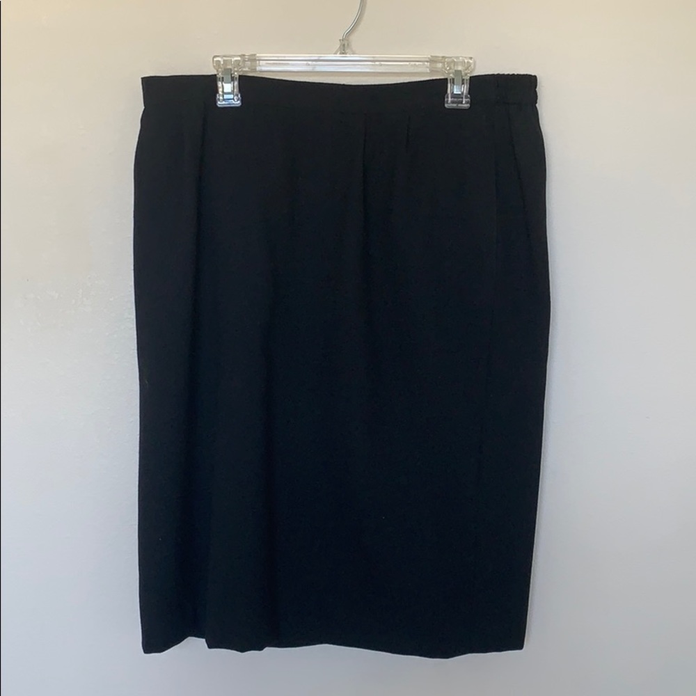 100% Black Wool Pencil Skirt